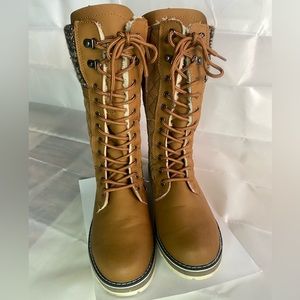 POLAR Womens Faux Fur Thermal Waterproof Outdoor Snow Rubber Sole Calf Boots